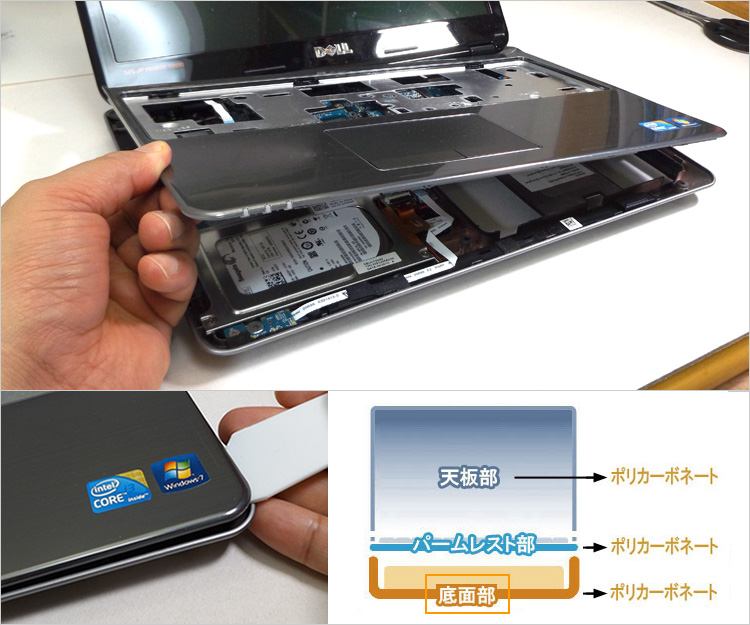 パームレストが開閉カバー