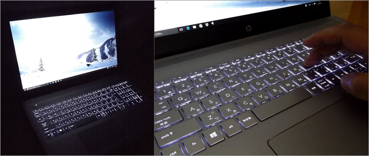 ENVY 15-as100のバックライトキーボード写真