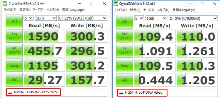 サムスン製の256GB SSD（MZVLV256）