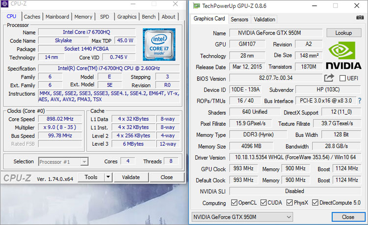 Core i7-6700HQスペック詳細