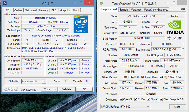 Core i7-4790K + NVIDIA GeForce GTX 980