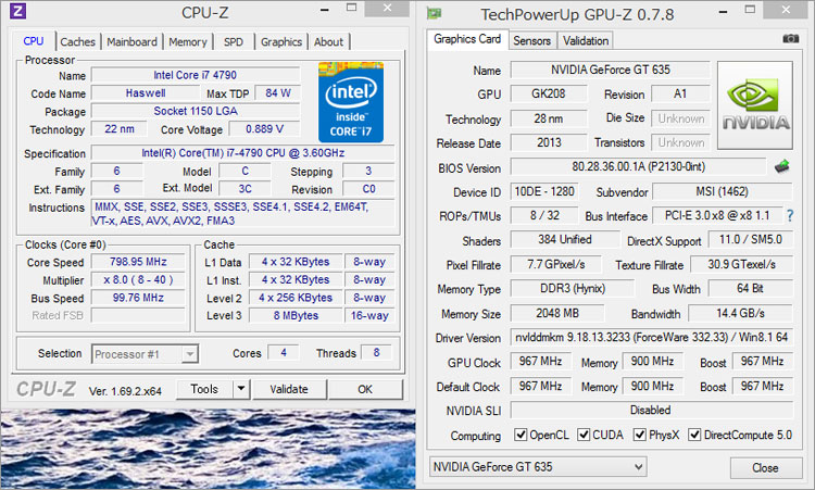 Core i7-4790のcpu-z