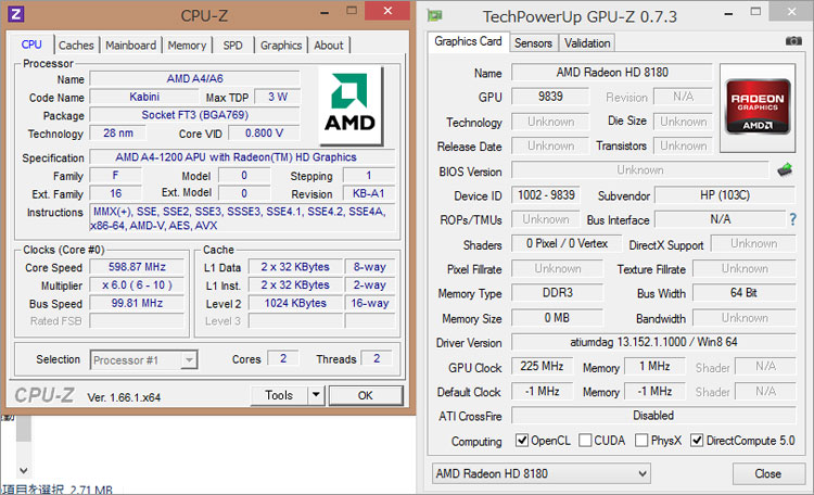 AMD A4-1200のパフォーマンス-AMD Radeon HD 8180
