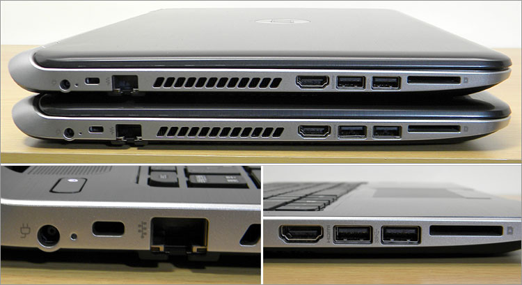 排気口スリットを挟んでPavilion 15-n200シリーズ