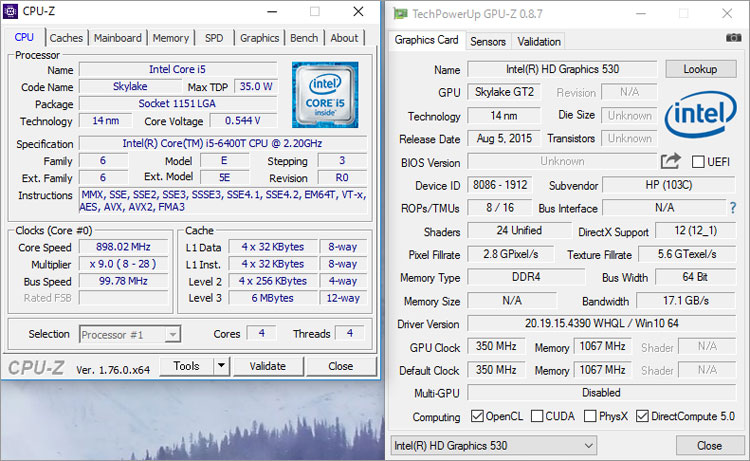 Slimline 260-p000jpに搭載したCore i5-6400T