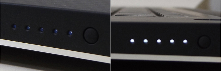 右隣の丸いボタンを押せば5段階で残量