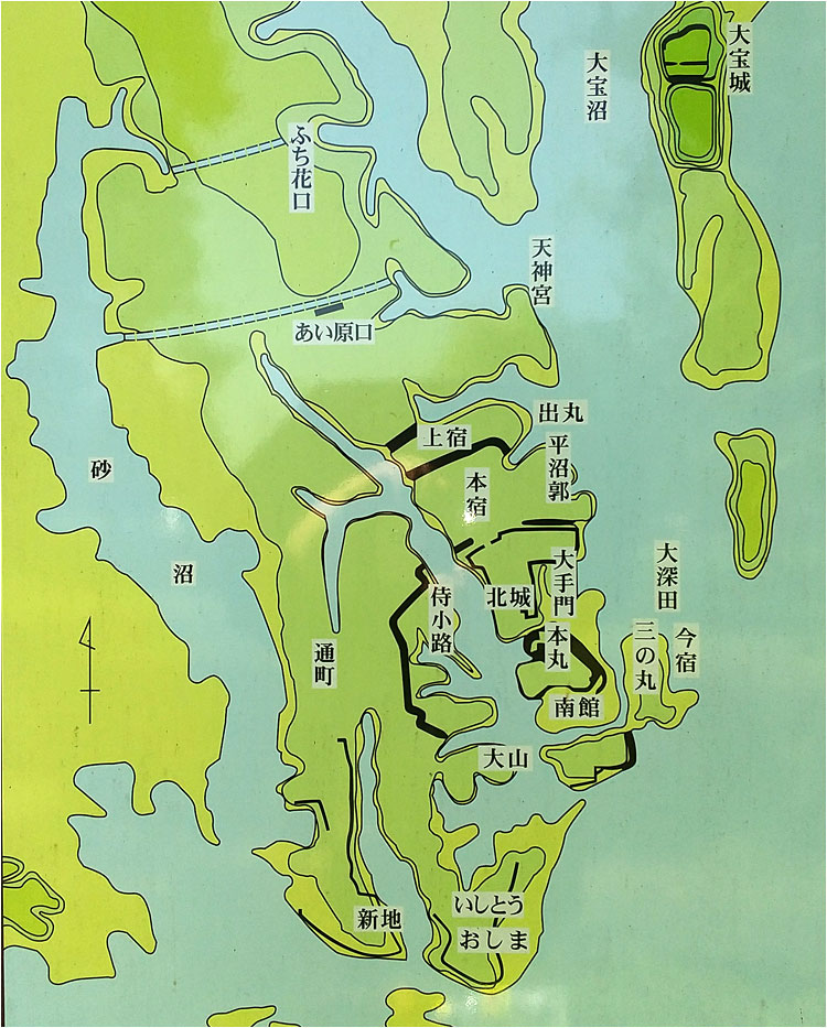 多賀谷城 東館（本丸）を築き、西館からなる2郭の単純な城