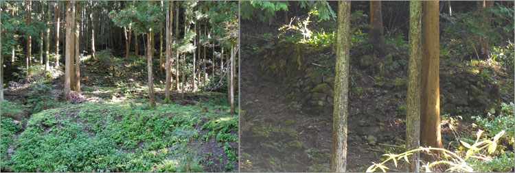 石垣の遺構があるが、鉱夫たちの集落