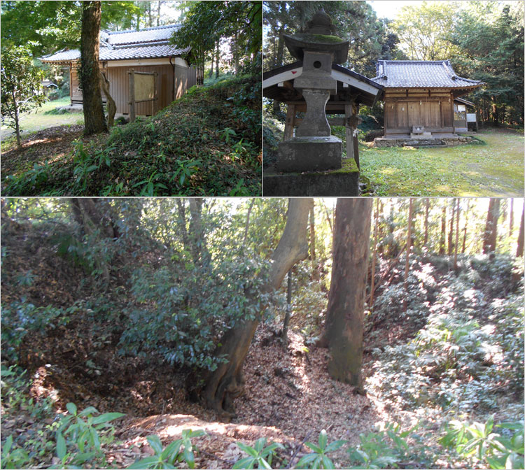 土塁と堀に囲まれた諏訪神社