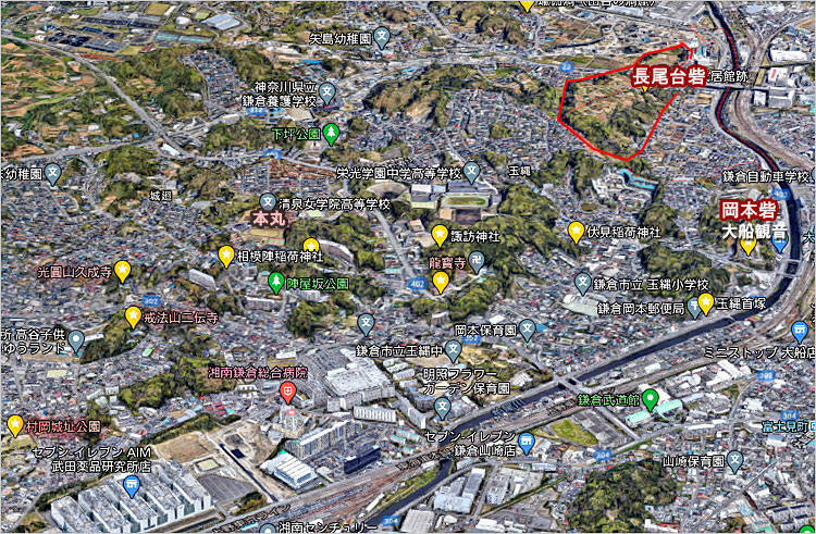 舌状の丘陵地に長尾台