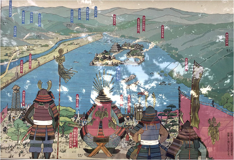 羽柴秀吉による水攻めで有名、備中高松城
