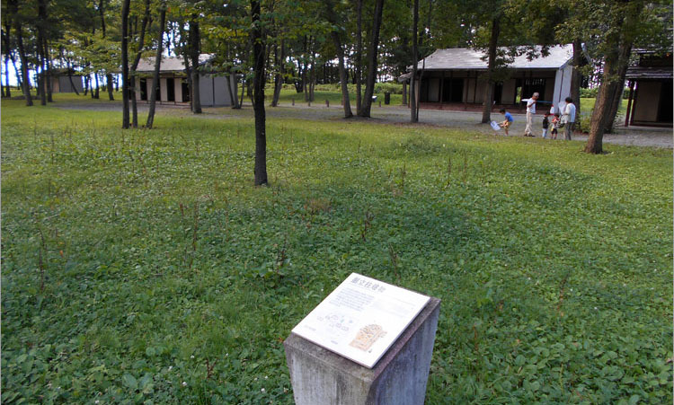 石置板葺きで作られた4棟の掘立柱建物