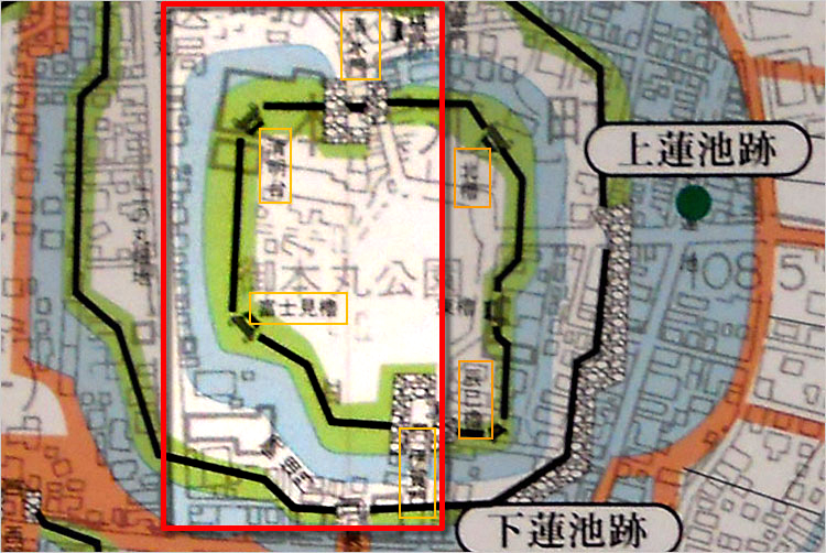 清明台、富士見櫓、北櫓、辰巳櫓