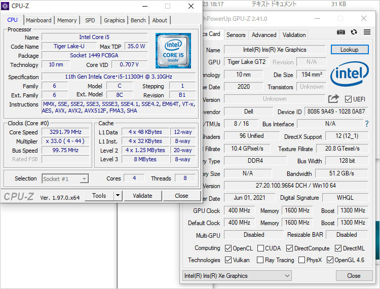 Tiger Lake-H35設計の第11世代Core i7-11300Hを搭載