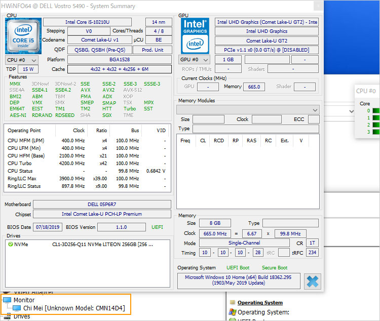 Core i5-10210U搭載している。Core i3-10110UやCore i7-10510Uの選択も可能