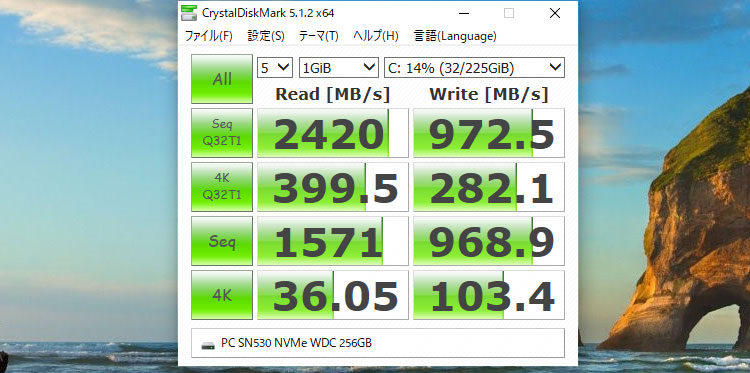 PC SN530 NVMe WDCのパフォーマンス
