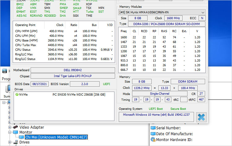 メインメモリにSKハイニックス製の8GB DDR4メモリ-3200MHz