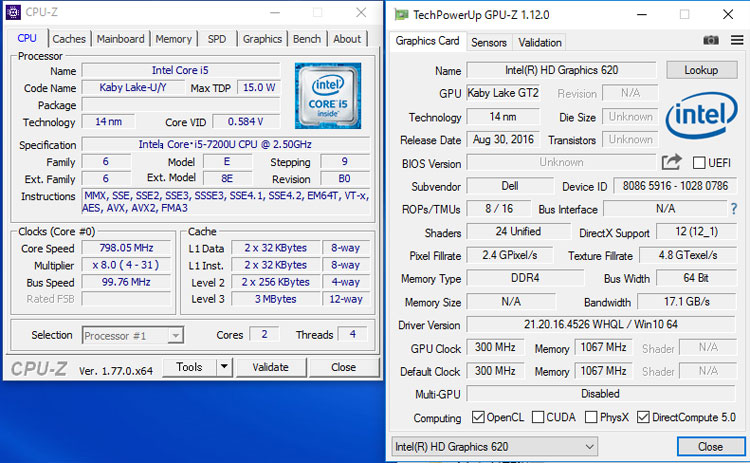 グラフィックはCore i5-7200Uに内蔵するインテル HD グラフィックス620