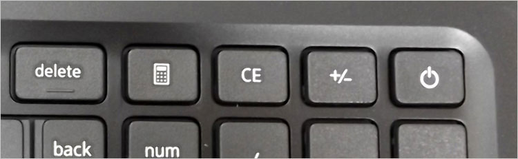 テンキー上部のキー、電源ボタン