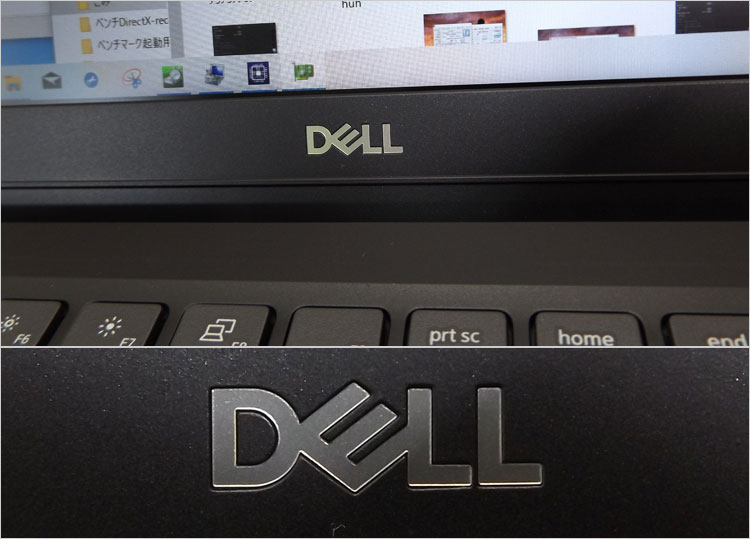 少し窪んだ形状でクロム調DELL-LOGO
