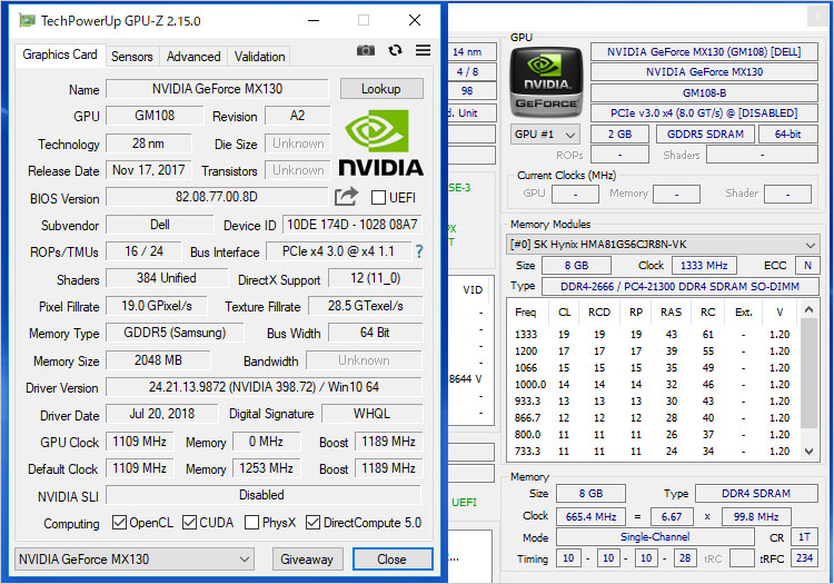 NVIDIA GeForce MX130のスペック