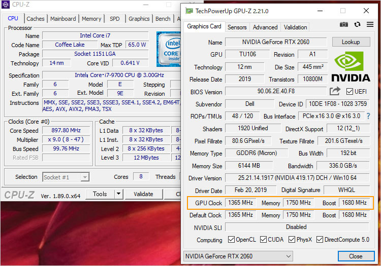 GeForce RTX 2060 6GB GDDR6のスペック