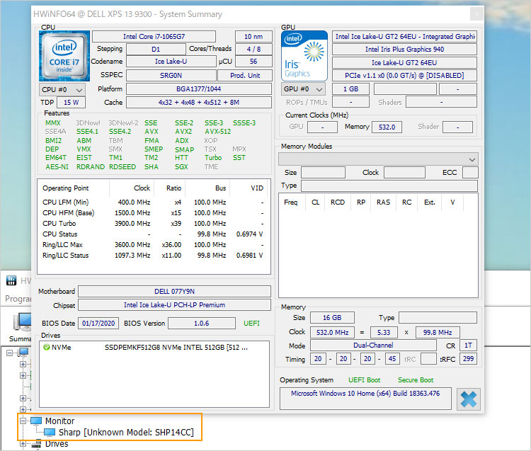 第10世代 Core i7-1065G7搭載の、インテル Iris Plus グラフィックス仕様