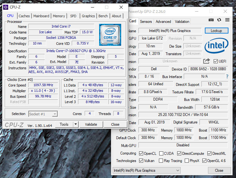 Core i7-1065G7のスペック