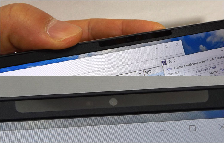 Webカメラを内蔵。2.25mmの小型Webカメラ