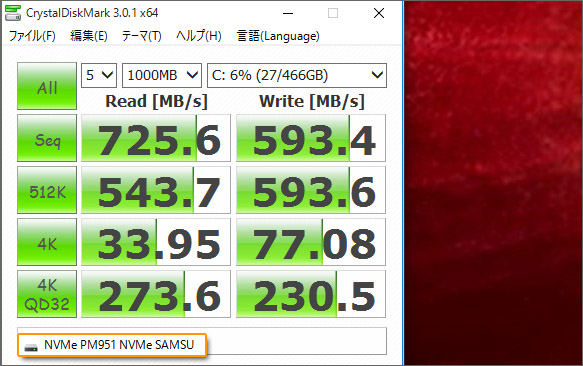 PM951。PCI Express接続
