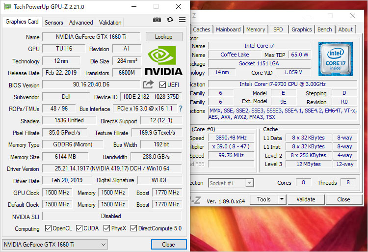XPS 8930では、レビュー時点で最高のGeForce GTX 1660 Ti 
