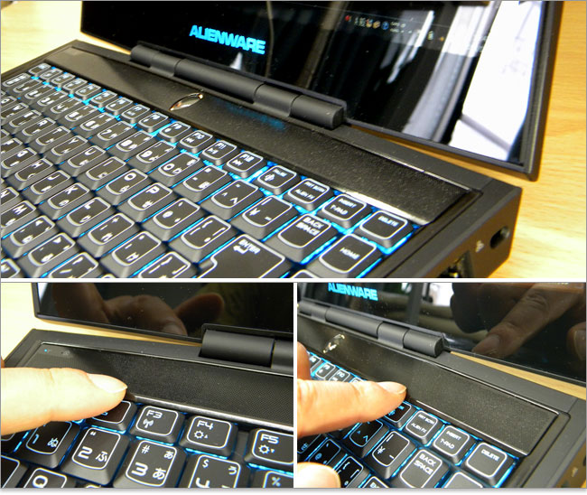 Alienware M14xの電源ボタンとスピーカー