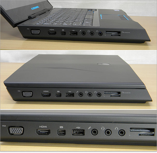 VGA端子、HDMI端子、ミニDisplay Port端子装備のAlienware M14x