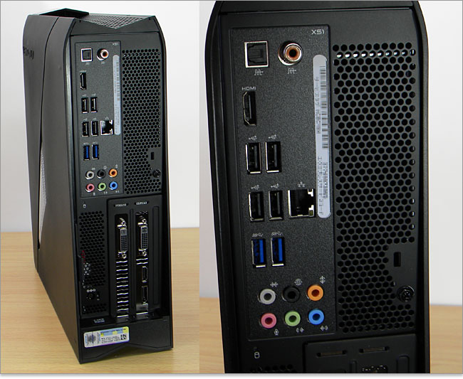 USB2.0端子×4つ、USB3.0端子 ×2つを装備するAlienware X51