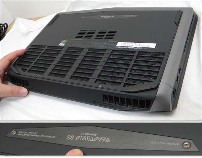 冷却システムを強化したALIENWARE 17の底面デザイン