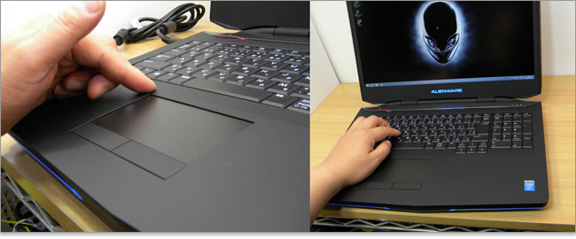 パームレストを窪ませた一体型