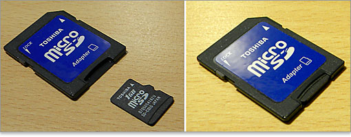 SDカード変換アダプタにmicroSDカードを装着