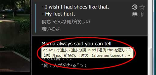 ポップアップ辞書