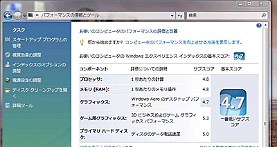 Windows エクスペリエンス インデックス