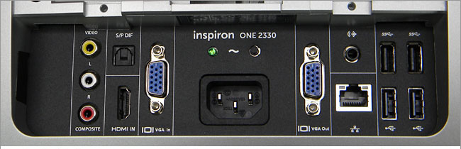 Inspiron One 2330の背面インターフェース