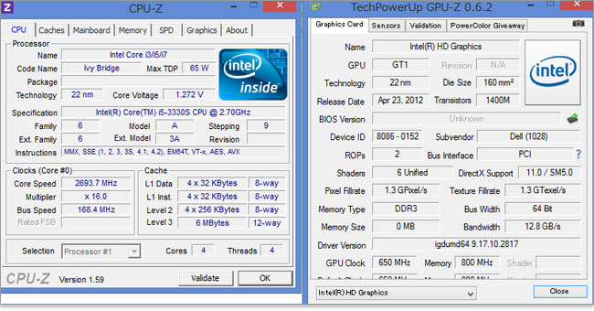 Core i5-3330Sとインテル HDグラフィックス 2500