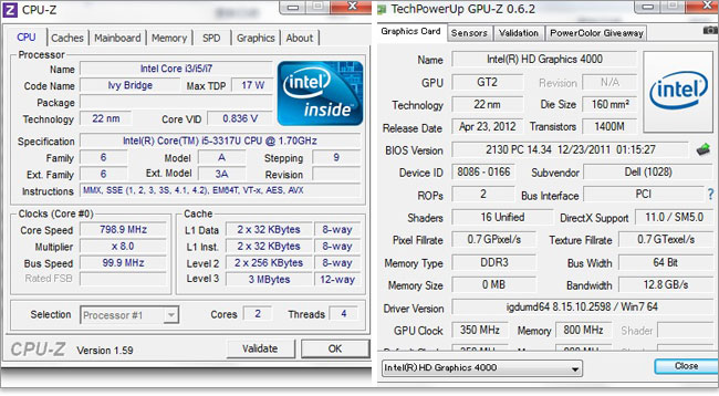 Core i5-3317U は2コア実装