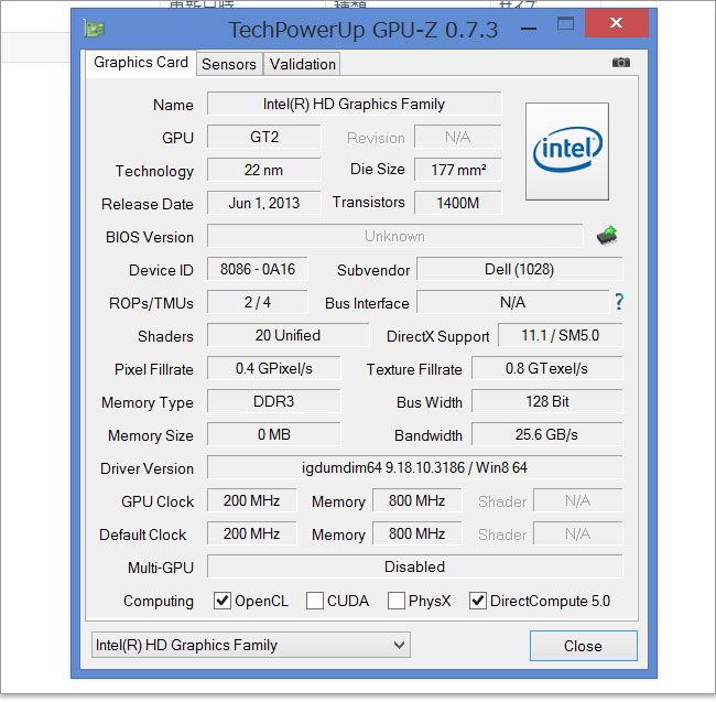 Inspiron 14 7000シリーズのグラフィックHDグラフィックス4400