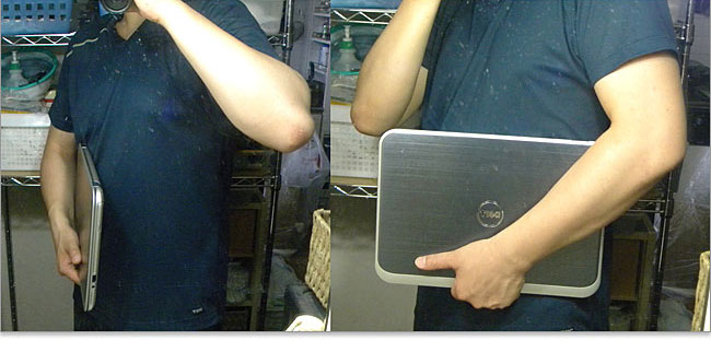 持ち抱えた時の写真Inspiron 14z Ultrabook