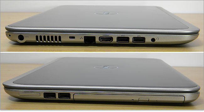 左右側面に装備されているInspiron 15z Ultrabookの端子