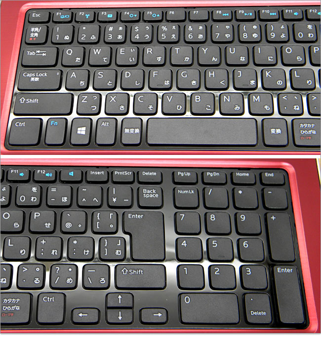 Inspiron 17Rキーボード拡大画像