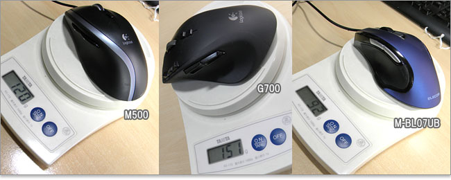 マウスの重量比べ～ロジクール M500