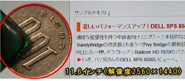 11.6インチ（解像度2560×1440）