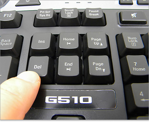 G510ロゴの上には、Delキーなど。