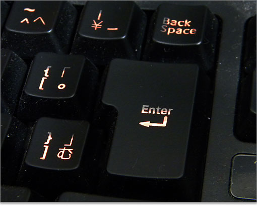 やや掠れています。Back Spaceも左側